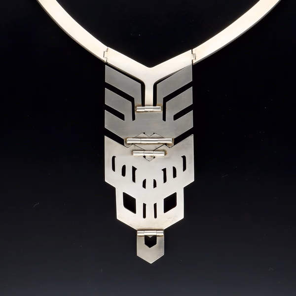 Mid 20th Century Articulated White Metal Necklace