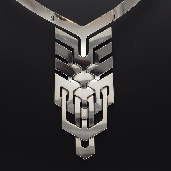 Mid 20th Century Articulated White Metal Necklace