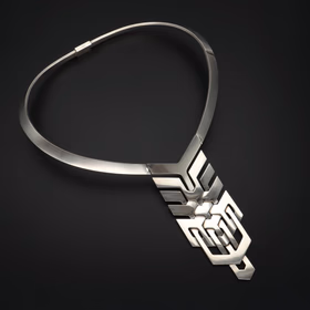 Mid 20th Century Articulated White Metal Necklace