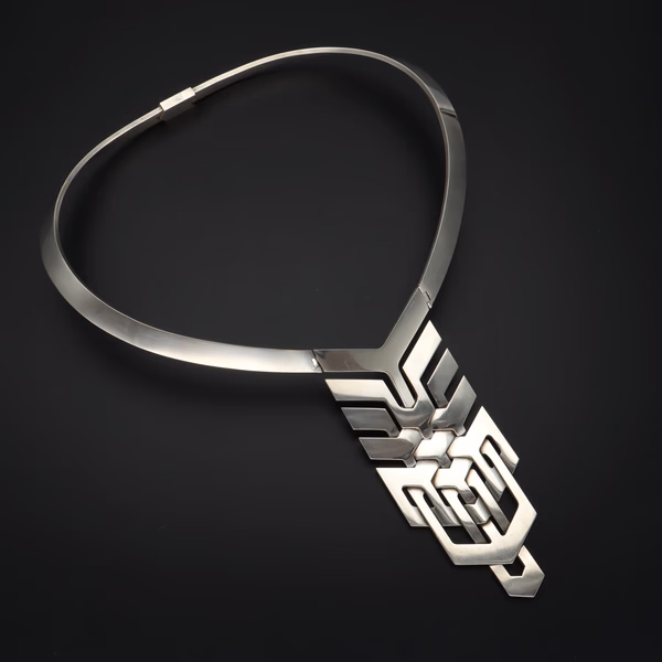 Mid 20th Century Articulated White Metal Necklace