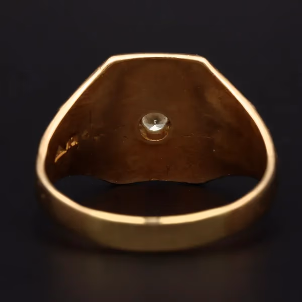 10 Carat Gold Diamond Set Masonic Ring