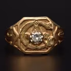 10 Carat Gold Diamond Set Masonic Ring