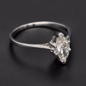 18ct White Gold Marquise Cut Diamond Solitaire Ring