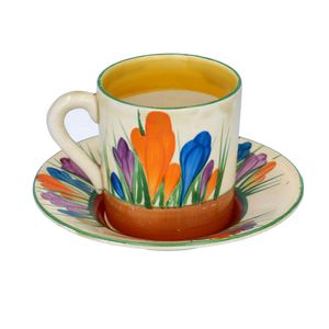 Clarice Cliff Crocus Coffee Can and Saucer