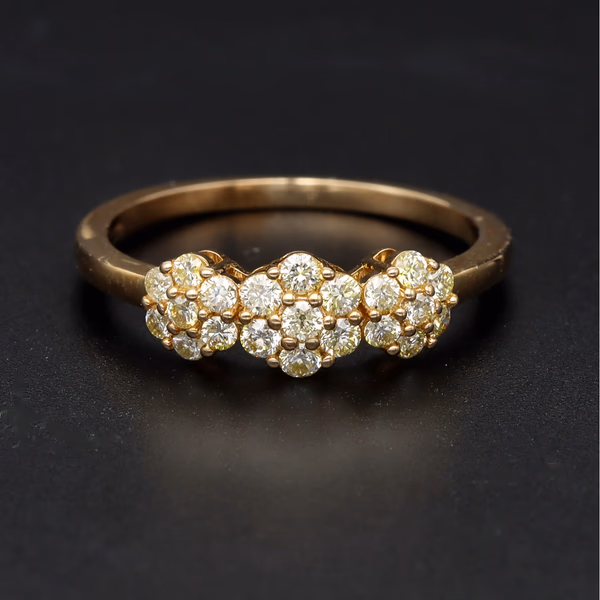 9ct Yellow Gold & Yellow Diamond Trilogy Ring