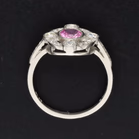 Platinum Pink Sapphire & Diamond Halo Ring