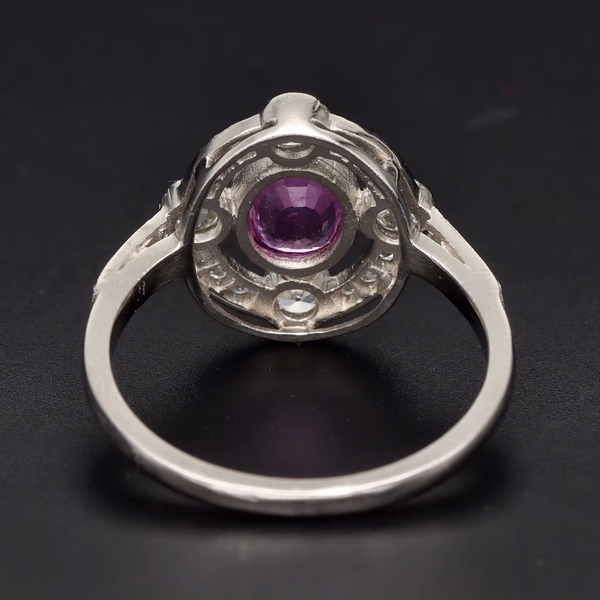 Platinum Pink Sapphire & Diamond Halo Ring